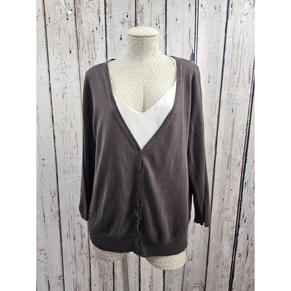 Weekend Max Mara Sweaters - LM Women's L Weekend Max Mara Brown Silk Linen Sheer Oversize Cardigan Sweater
